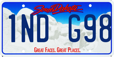 SD license plate 1NDG98