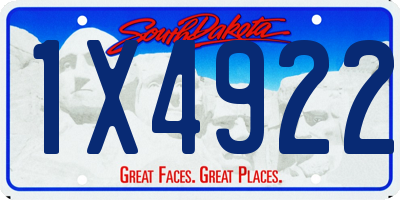 SD license plate 1X4922