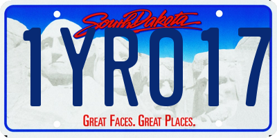 SD license plate 1YR017