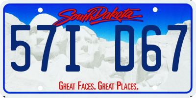 SD license plate 57ID67