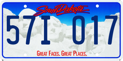 SD license plate 57IO17