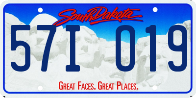 SD license plate 57IO19