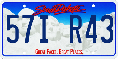 SD license plate 57IR43