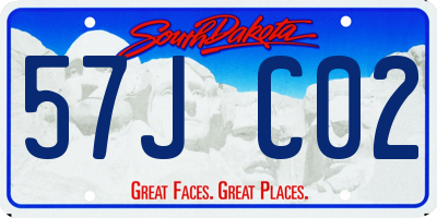 SD license plate 57JC02