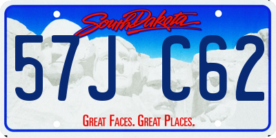 SD license plate 57JC62