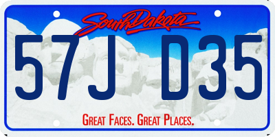 SD license plate 57JD35