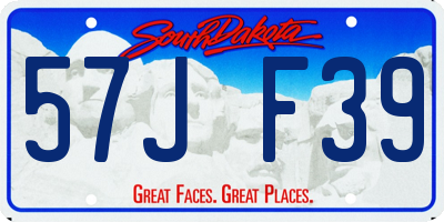 SD license plate 57JF39