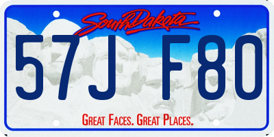 SD license plate 57JF80