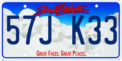 SD license plate 57JK33