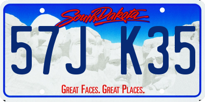 SD license plate 57JK35