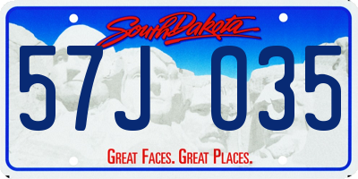 SD license plate 57JO35