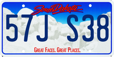 SD license plate 57JS38