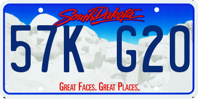 SD license plate 57KG20
