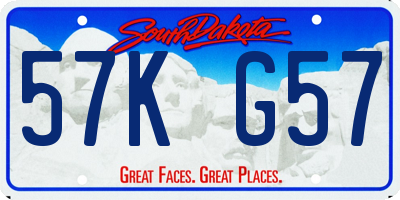 SD license plate 57KG57