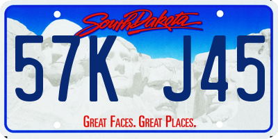 SD license plate 57KJ45