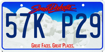 SD license plate 57KP29
