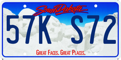 SD license plate 57KS72
