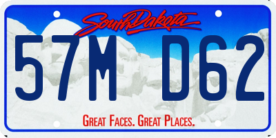 SD license plate 57MD62
