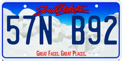 SD license plate 57NB92