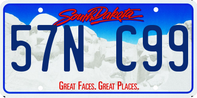 SD license plate 57NC99