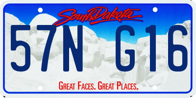 SD license plate 57NG16