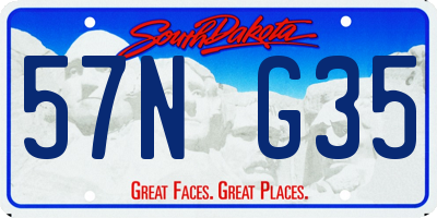 SD license plate 57NG35