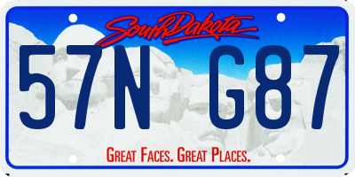 SD license plate 57NG87