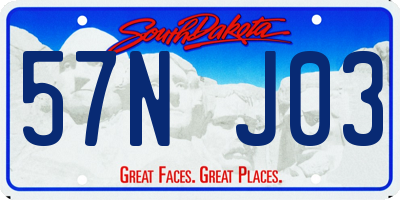 SD license plate 57NJ03