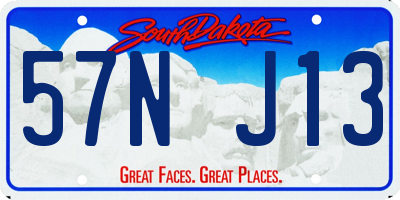 SD license plate 57NJ13