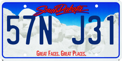 SD license plate 57NJ31
