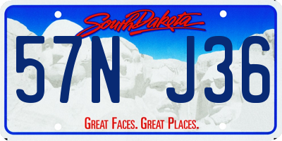 SD license plate 57NJ36