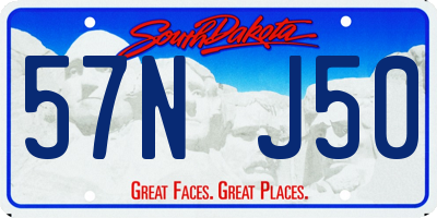 SD license plate 57NJ50