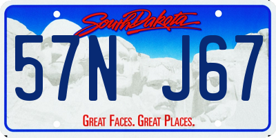 SD license plate 57NJ67