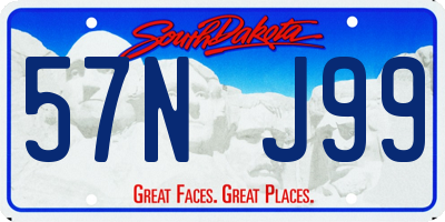 SD license plate 57NJ99