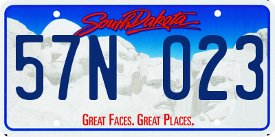SD license plate 57NO23