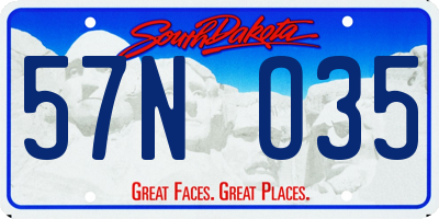 SD license plate 57NO35