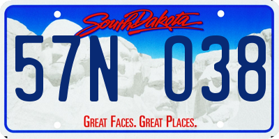 SD license plate 57NO38