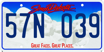 SD license plate 57NO39