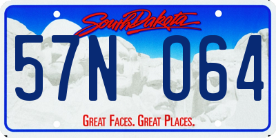 SD license plate 57NO64