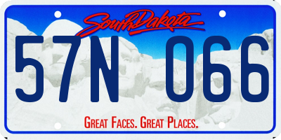 SD license plate 57NO66