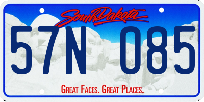 SD license plate 57NO85
