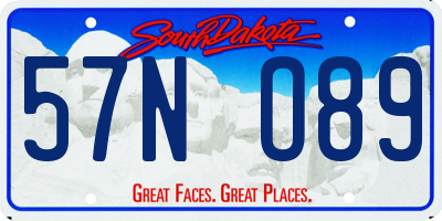 SD license plate 57NO89