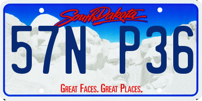 SD license plate 57NP36