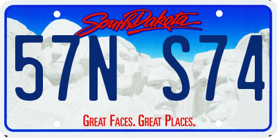SD license plate 57NS74