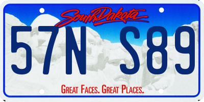 SD license plate 57NS89