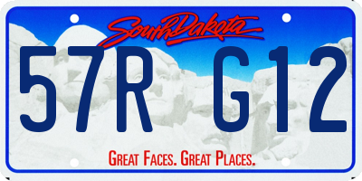 SD license plate 57RG12