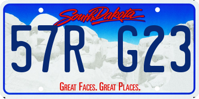 SD license plate 57RG23