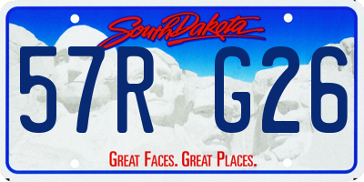 SD license plate 57RG26
