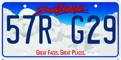 SD license plate 57RG29