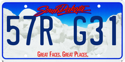 SD license plate 57RG31